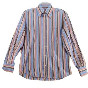 Altemflower Shirt Mens L 16.5 42 Colorful Striped Button Down Long Sleeve Pocket